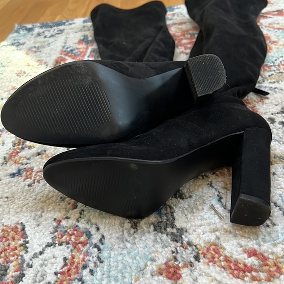 Black over the knee boots with silver zipper - Picture 3 of 4